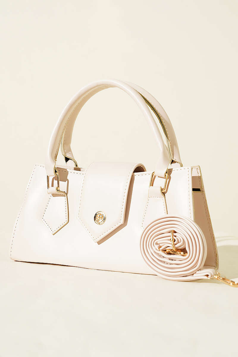 Top-Handle Magnetic Flap Bag - Bone