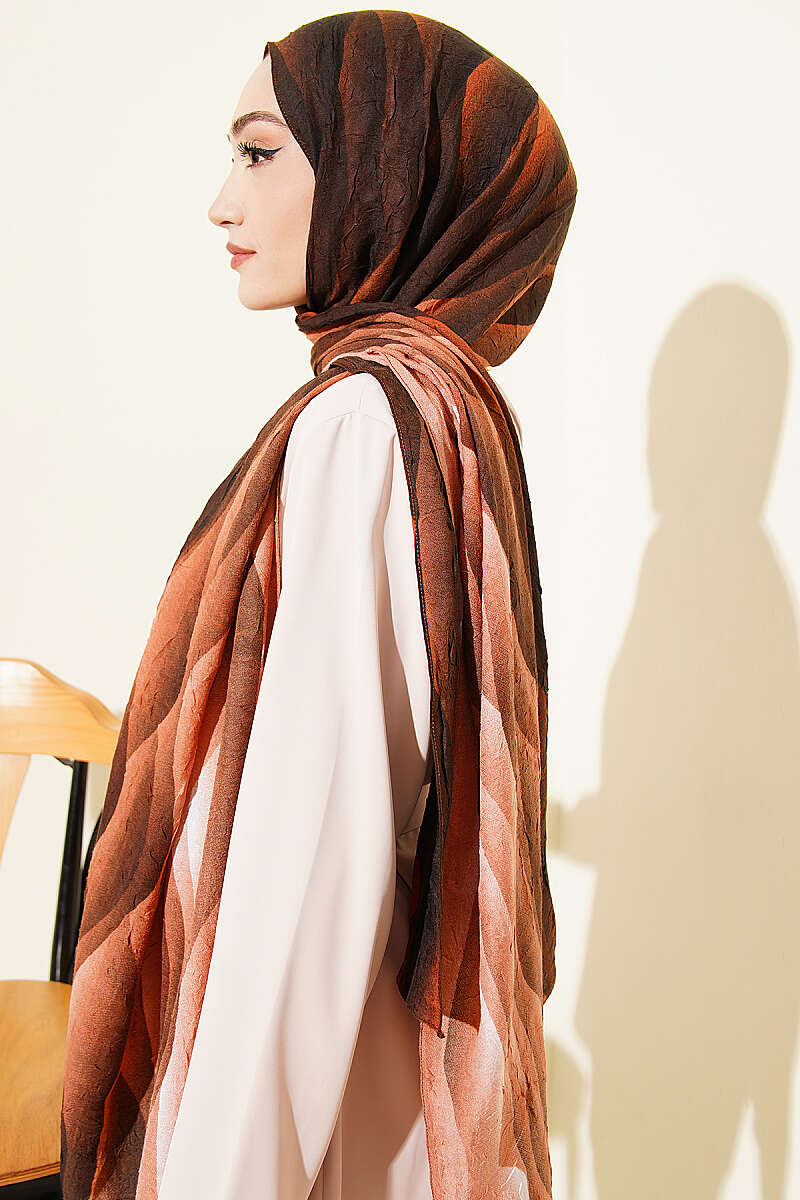 Dune Ombre Modal Crinkle Shawl - Camel