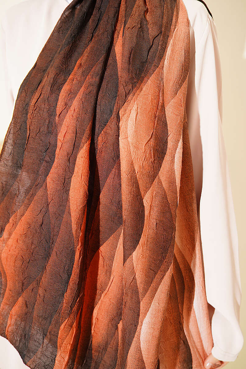 Dune Ombre Modal Crinkle Shawl - Camel