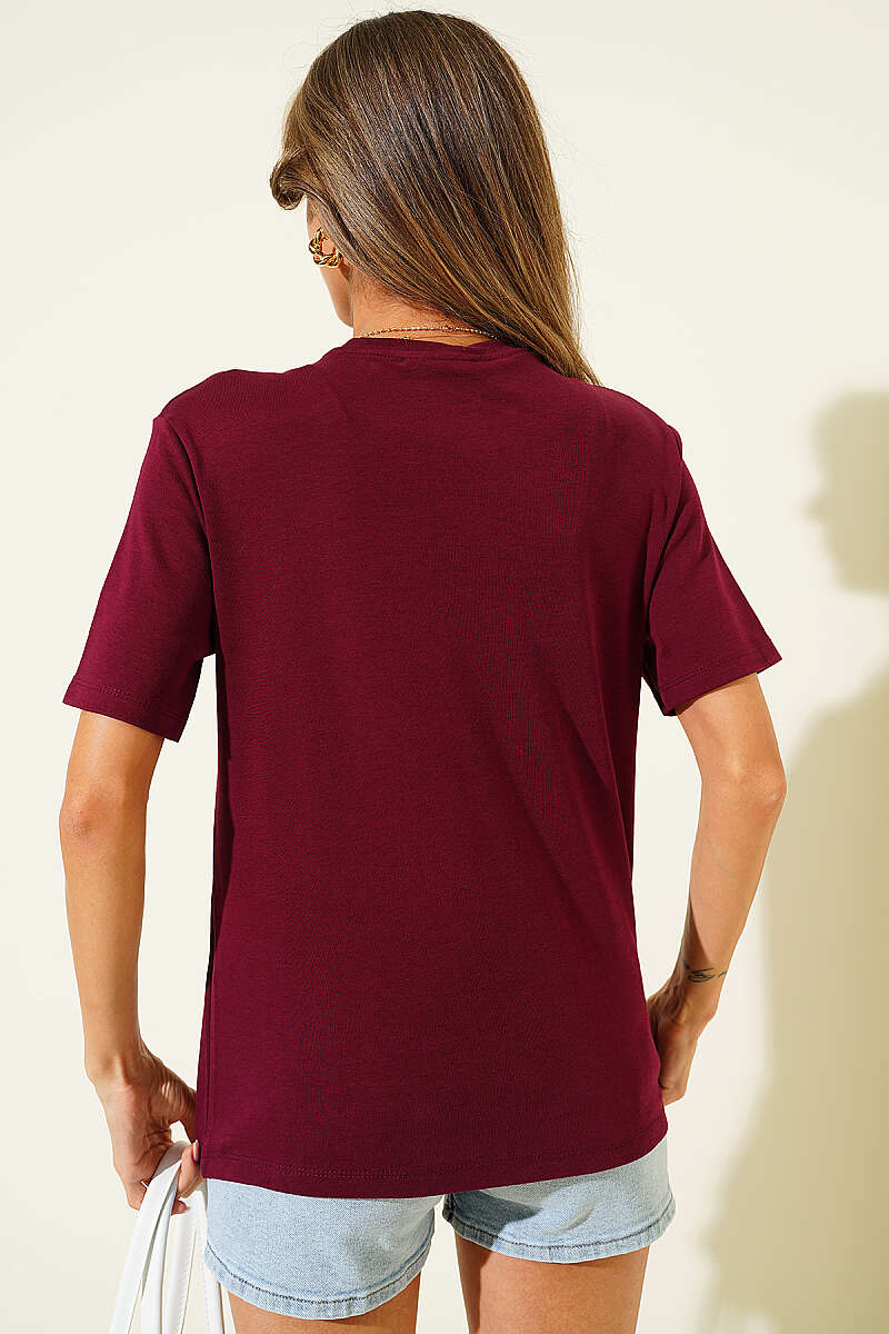 Ribbon Guipure T-Shirt - Burgundy