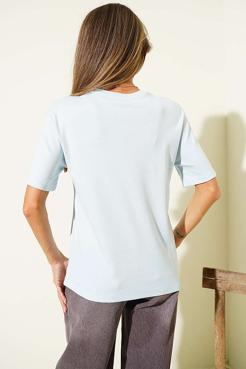 Ribbon Guipure T-Shirt - Ice Blue