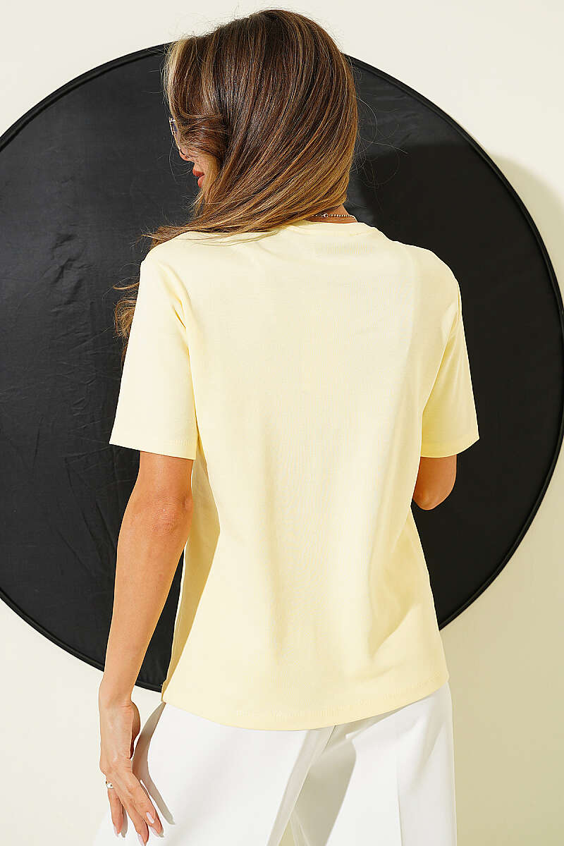 Ribbon Guipure T-Shirt - Yellow