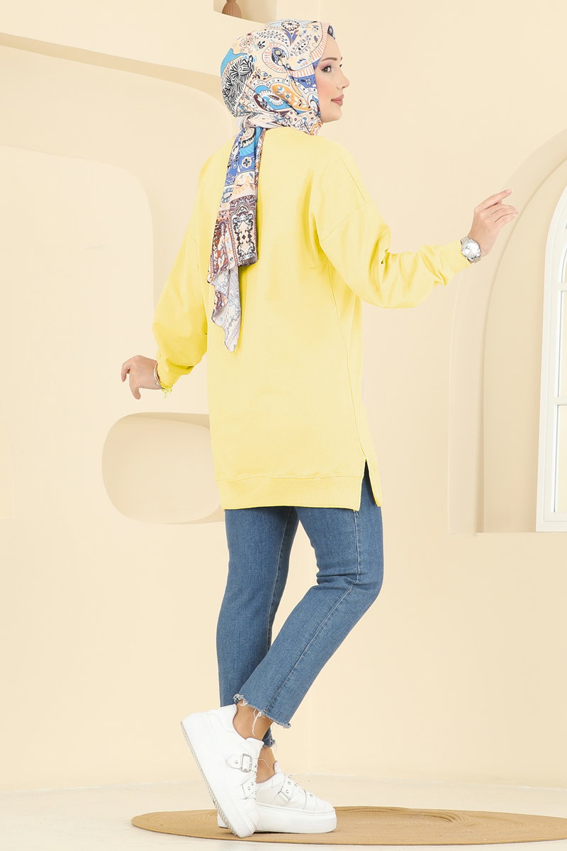 Two-Thread Tunic with Ribbon-Tie Slits - Yellow