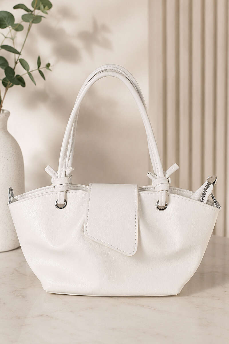 Magnetic Bag with Eyelet Detail - White