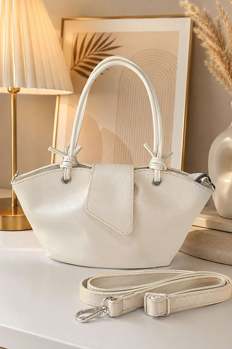 Magnetic Bag with Eyelet Detail - Bone