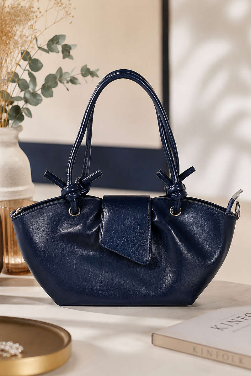 Magnetic Bag with Eyelet Detail - Navy