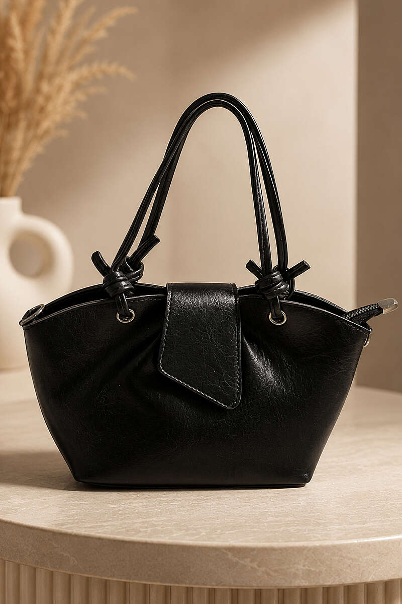 Magnetic Bag with Eyelet Detail - Black