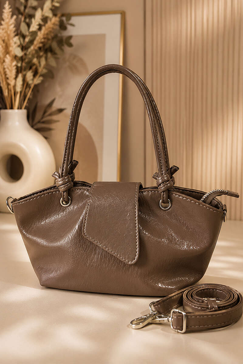 Magnetic Bag with Eyelet Detail - Mink