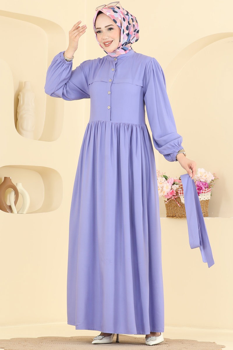 Dress with Sash Detail - Lilac