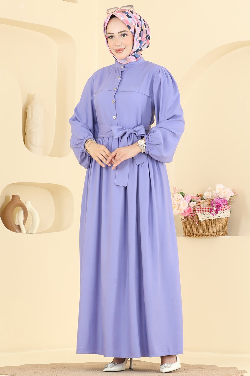 Dress with Sash Detail - Lilac