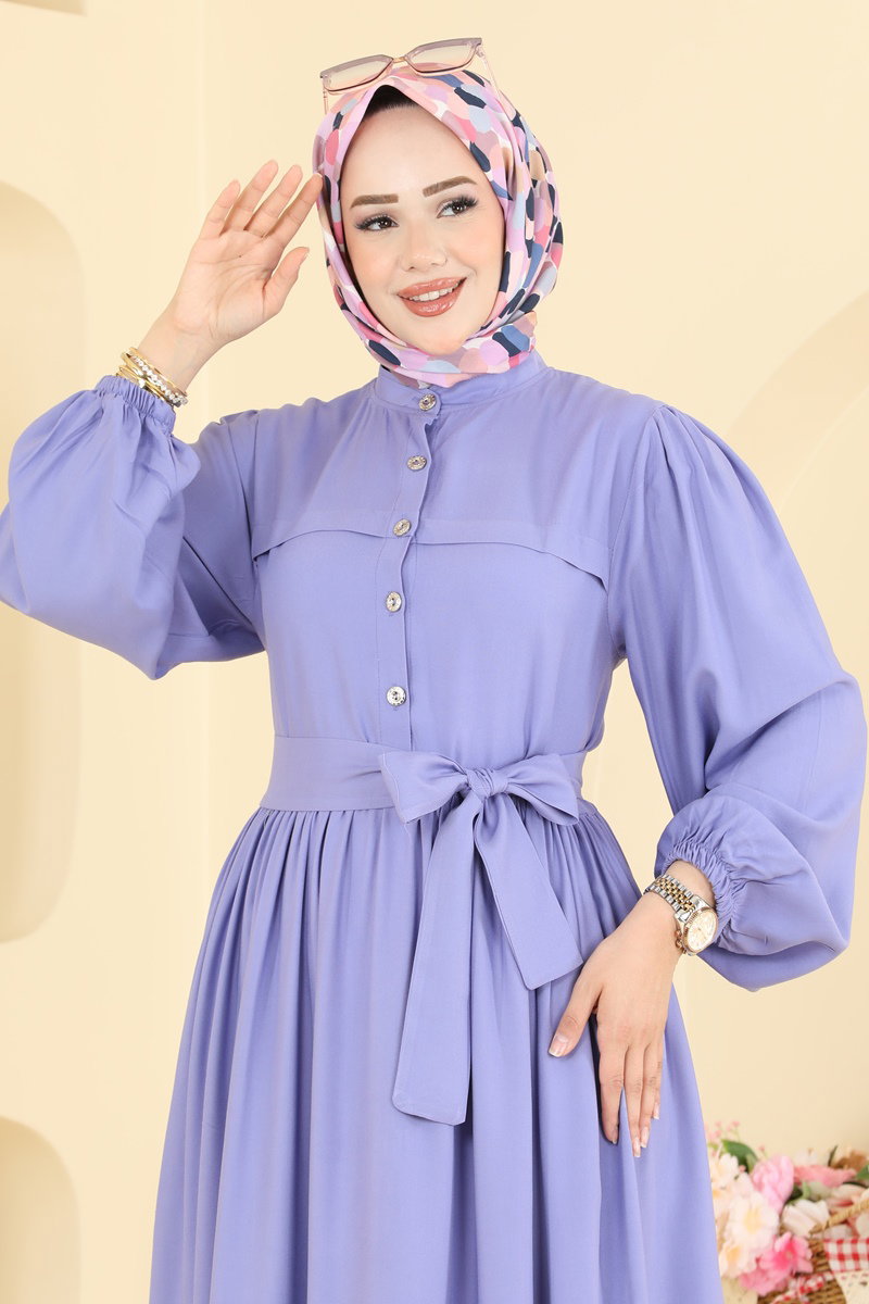 Dress with Sash Detail - Lilac
