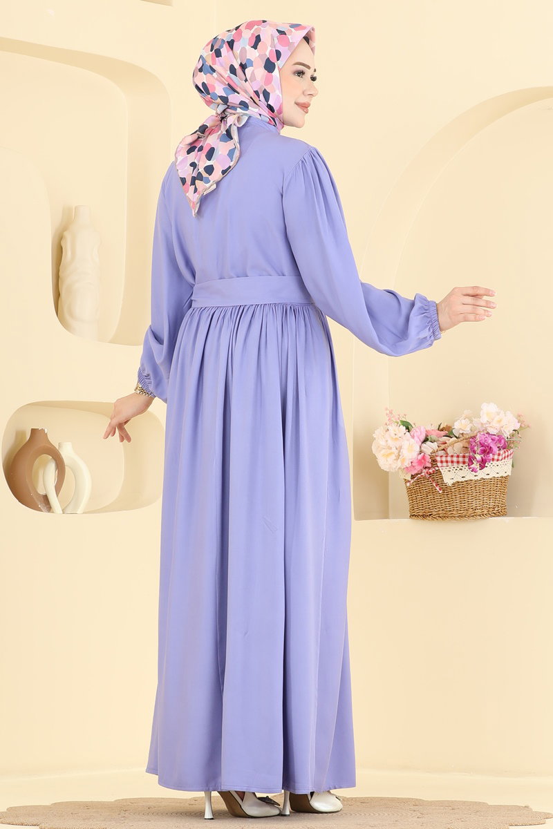 Dress with Sash Detail - Lilac