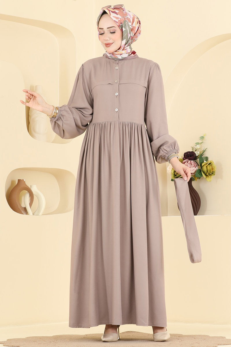 Dress with Sash Detail - Mink