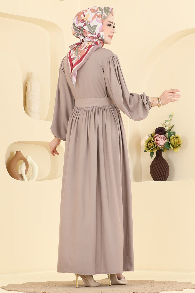 Dress with Sash Detail - Mink