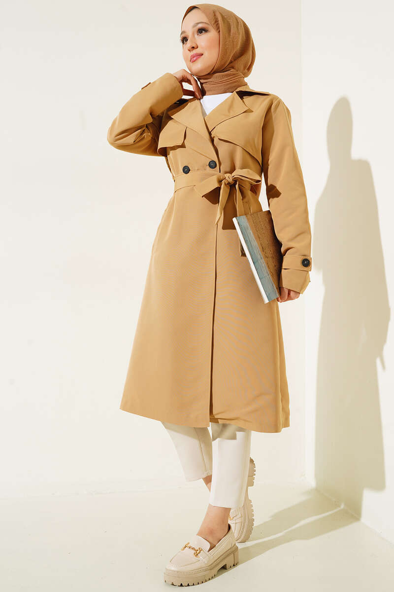 Mid-Length Belted Trench - Camel