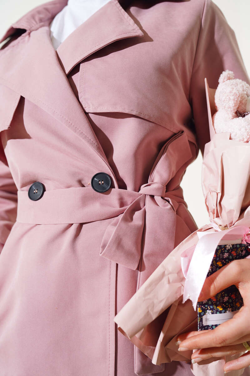 Mid-Length Belted Trench - Powder