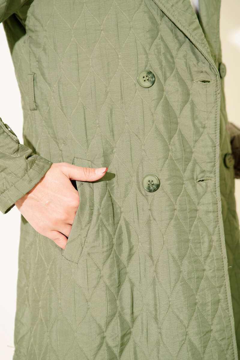 Belted Quilted Cape - Khaki
