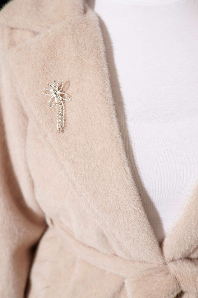 Belted Felt Coat - Beige
