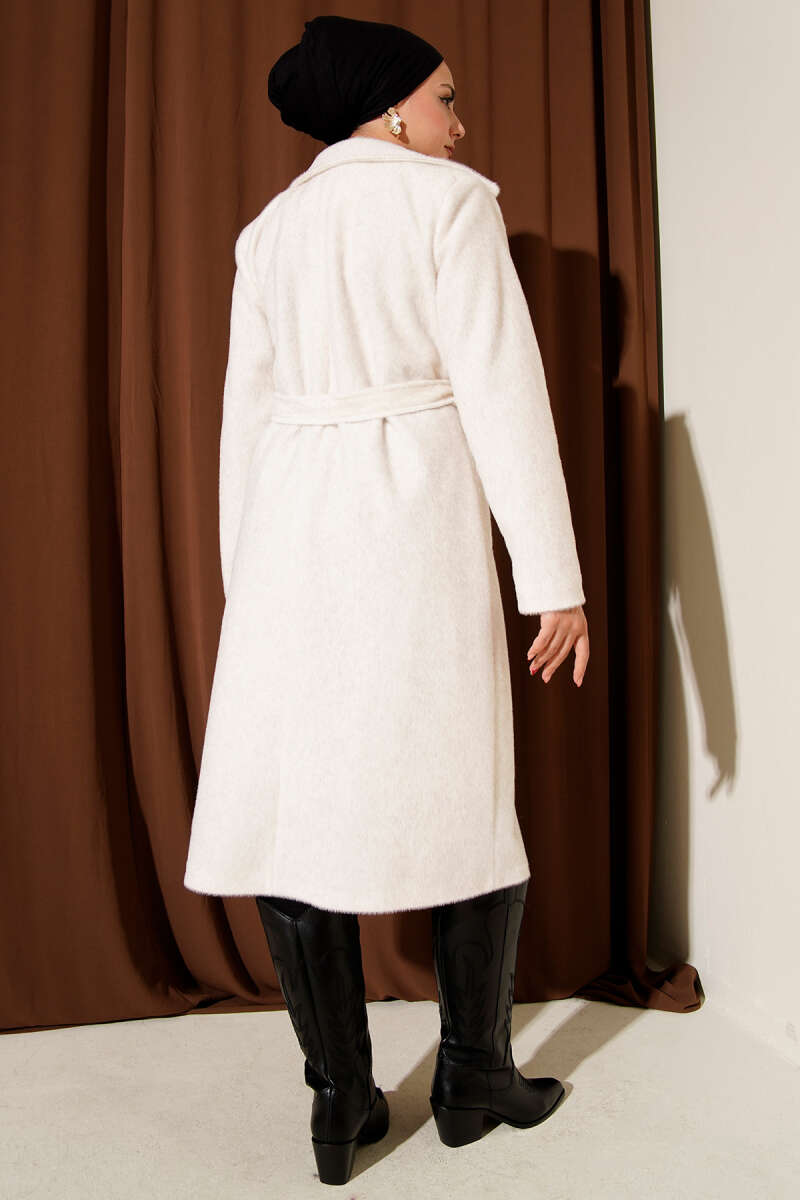 Belted Felt Coat - Ecru