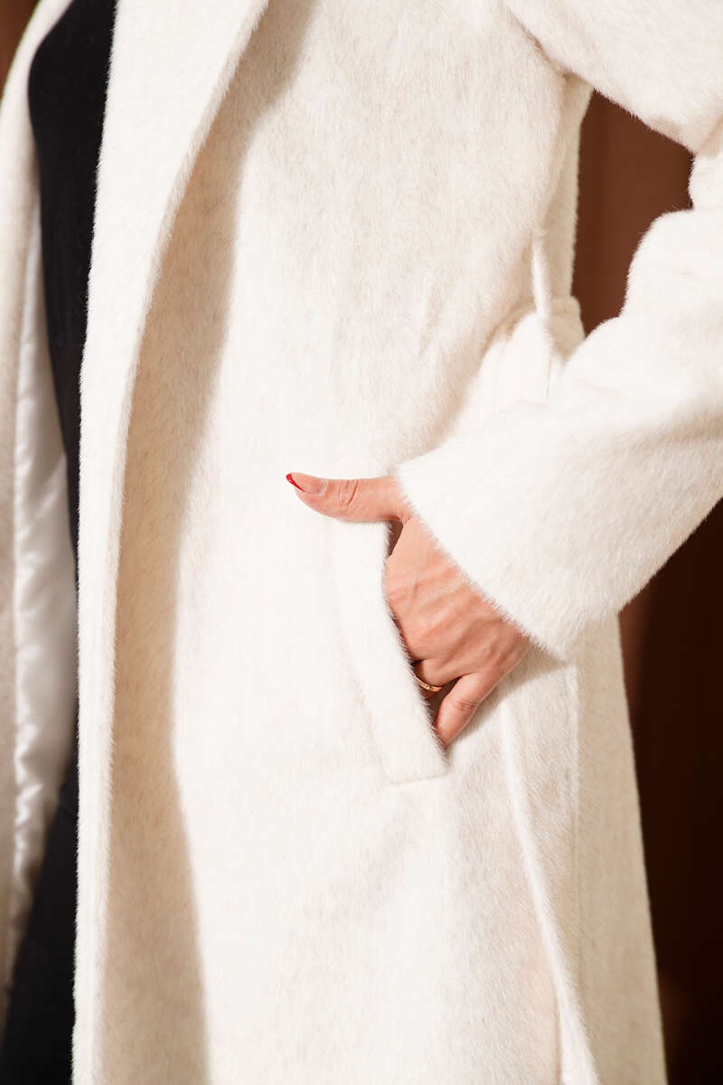 Belted Felt Coat - Ecru