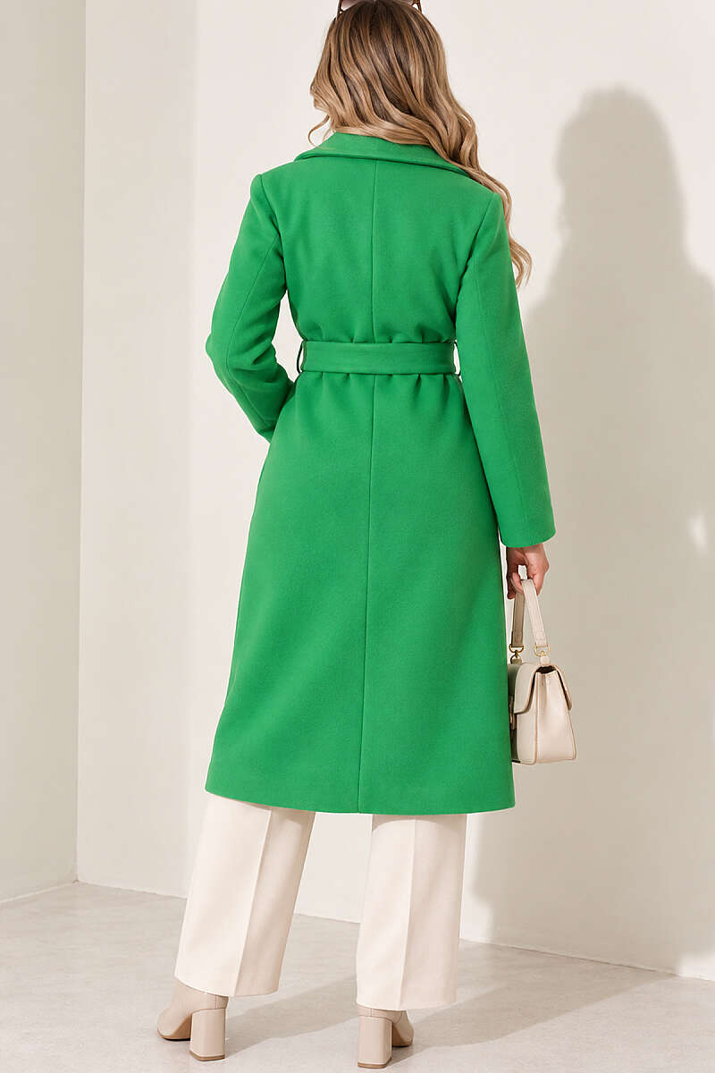 Long Belted Felt Coat - Green