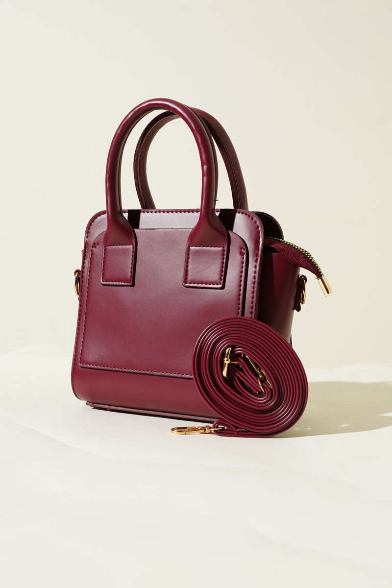 Box Handbag - Burgundy