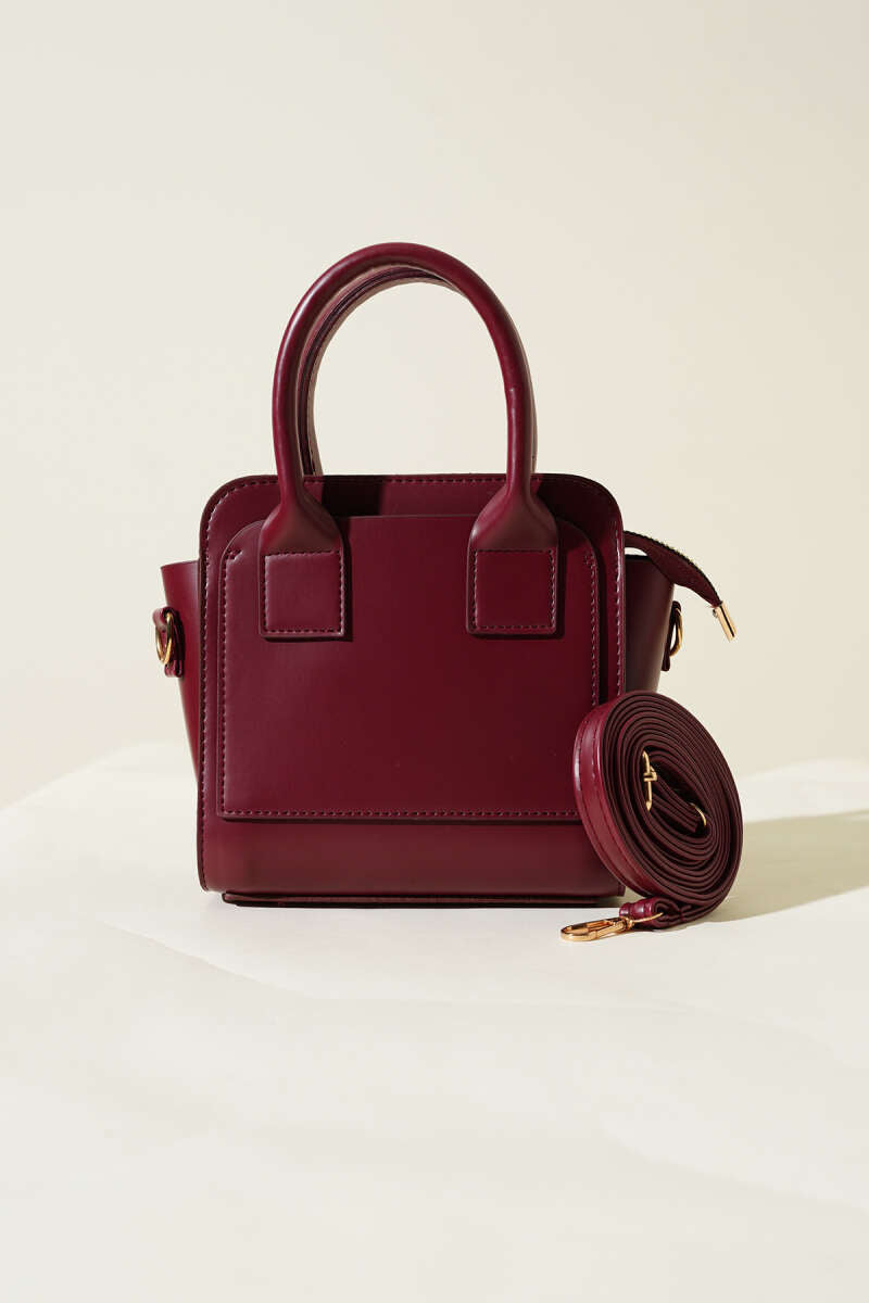 Box Handbag - Burgundy