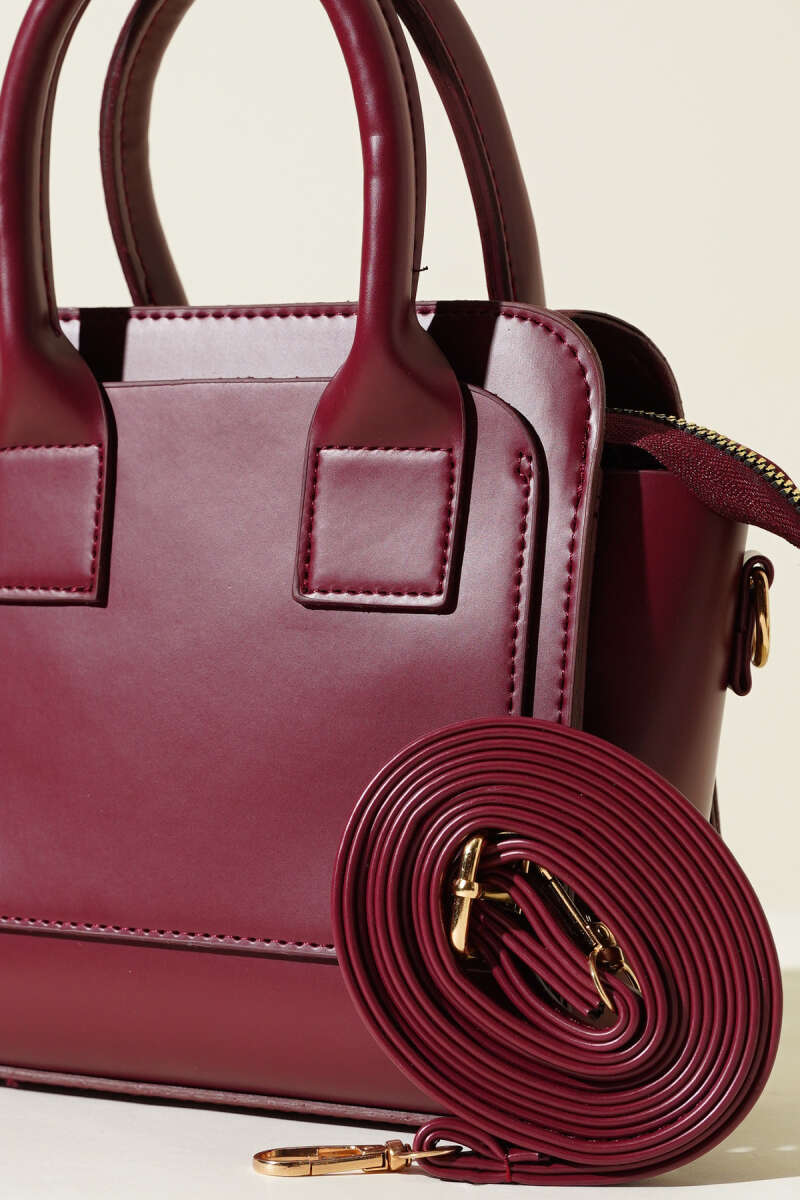 Box Handbag - Burgundy
