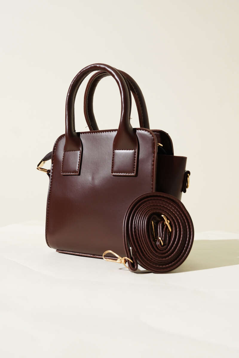 Box Handbag - Brown