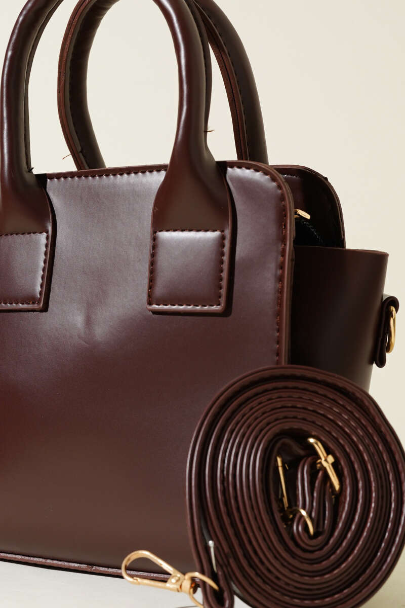 Box Handbag - Brown