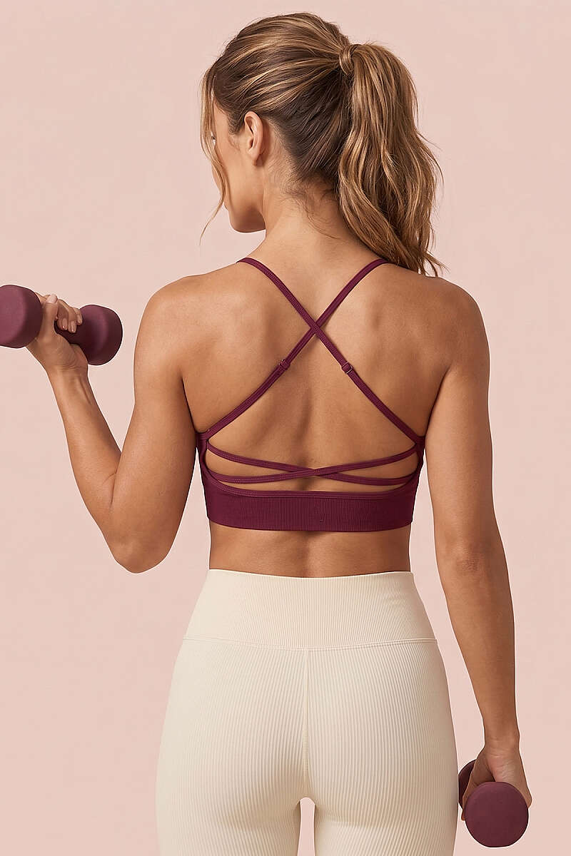Elastic-Strap Bustier - Cherry