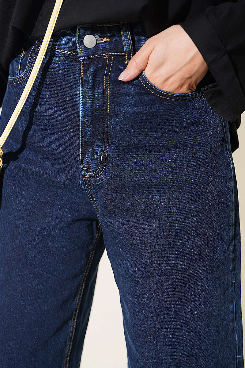 Laser-Cut Jeans with Pockets - Navy
