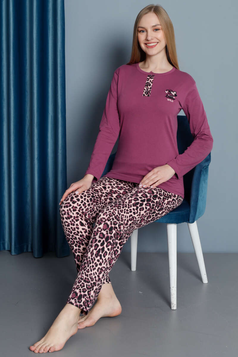Leopard Long-Sleeve Pyjama Set - Magenta