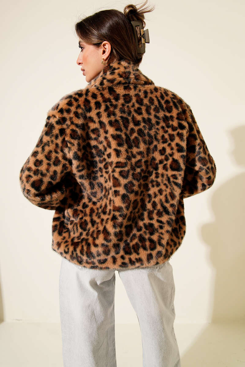 Leopard Faux Fur Coat - Leopard