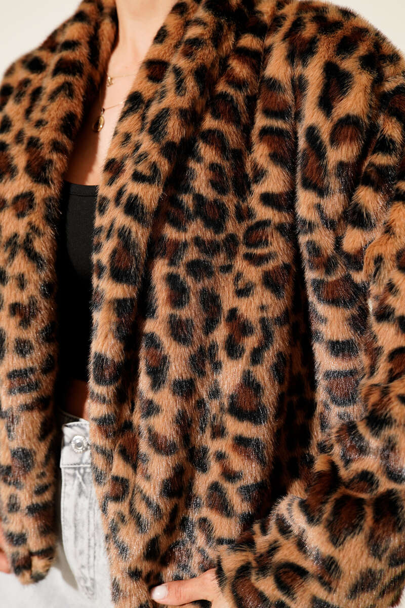 Leopard Faux Fur Coat - Leopard