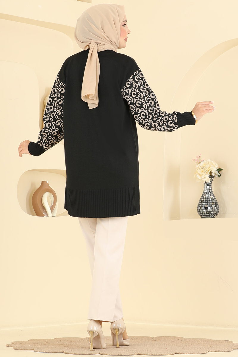 Leopard-Print Mercerised Tunic - Black