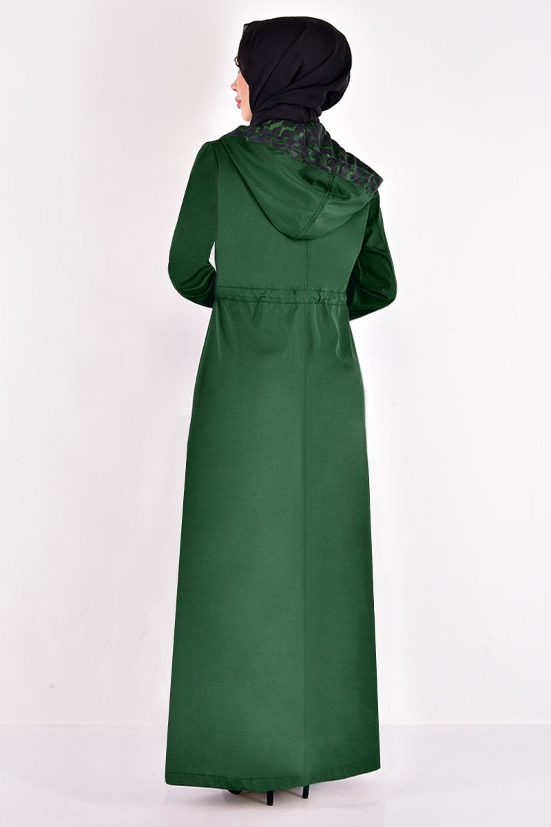 Leopard-Print Trench Coat - Emerald