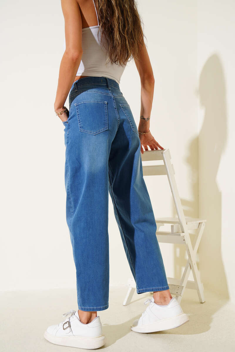 Stretch Baggy Jeans - Mid Blue