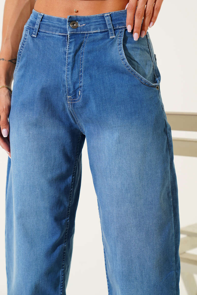 Stretch Baggy Jeans - Mid Blue