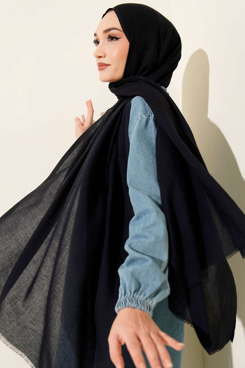 Liora Cotton Shawl - Navy