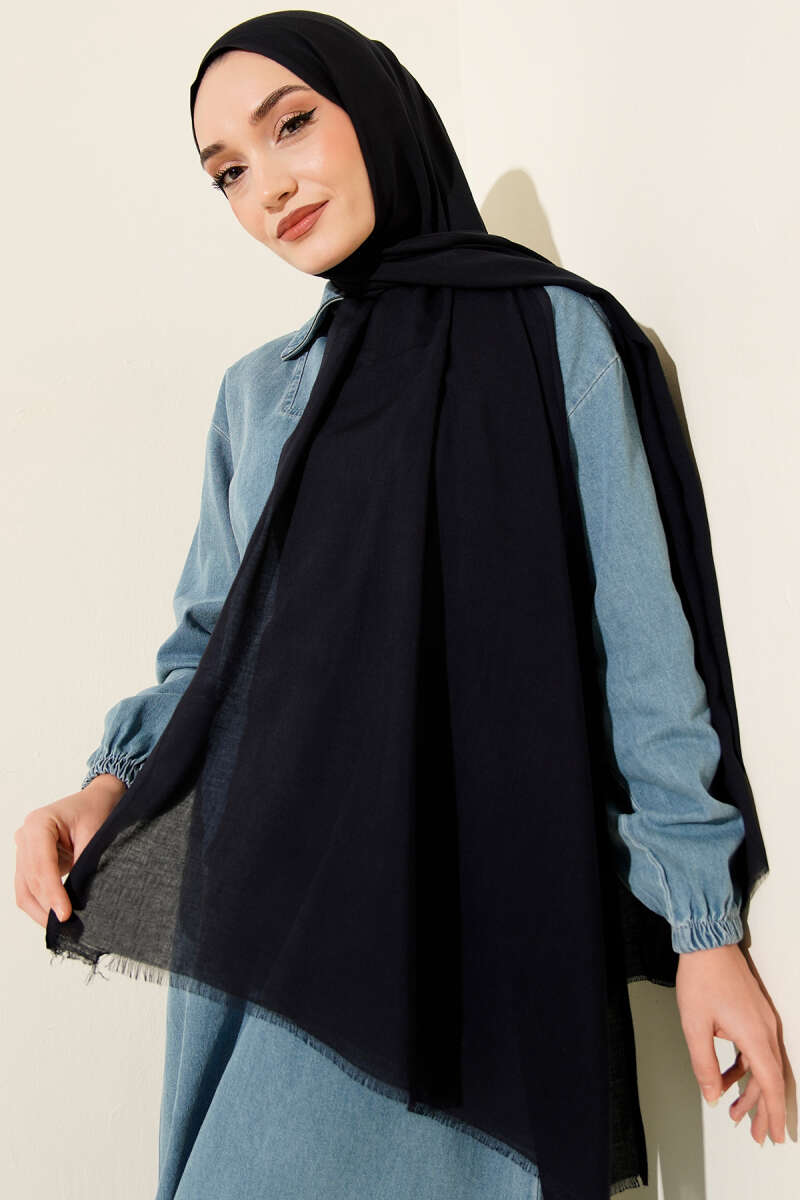 Liora Cotton Shawl - Navy