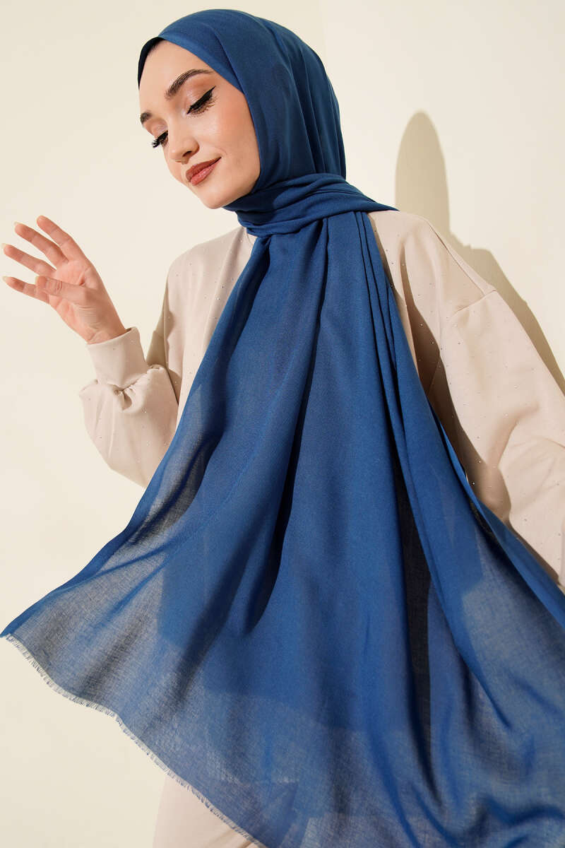 Liora Cotton Shawl - Saxe Blue