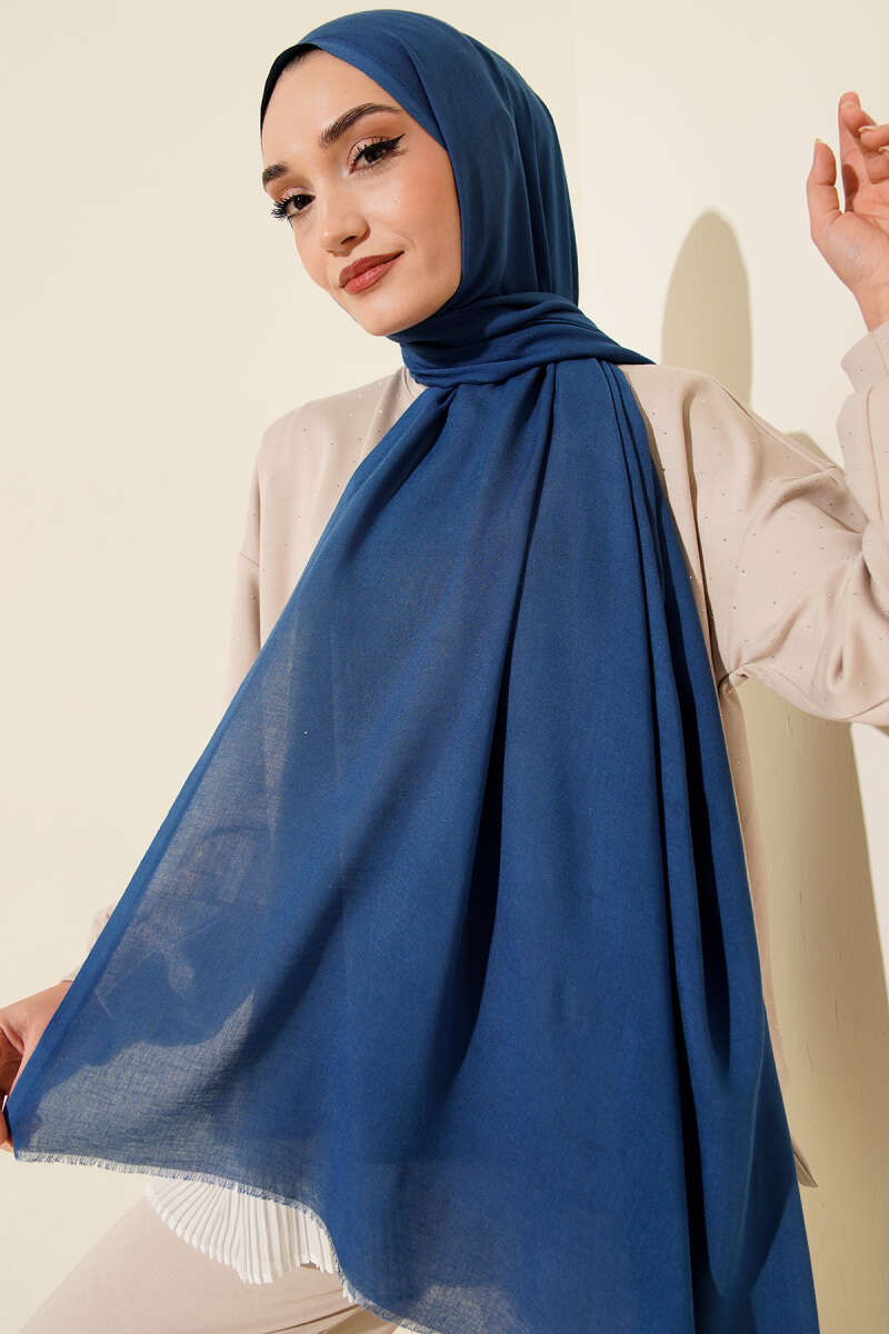 Liora Cotton Shawl - Saxe Blue