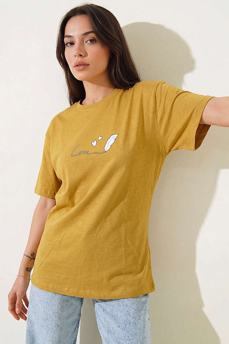 Love Print T-Shirt - Olive