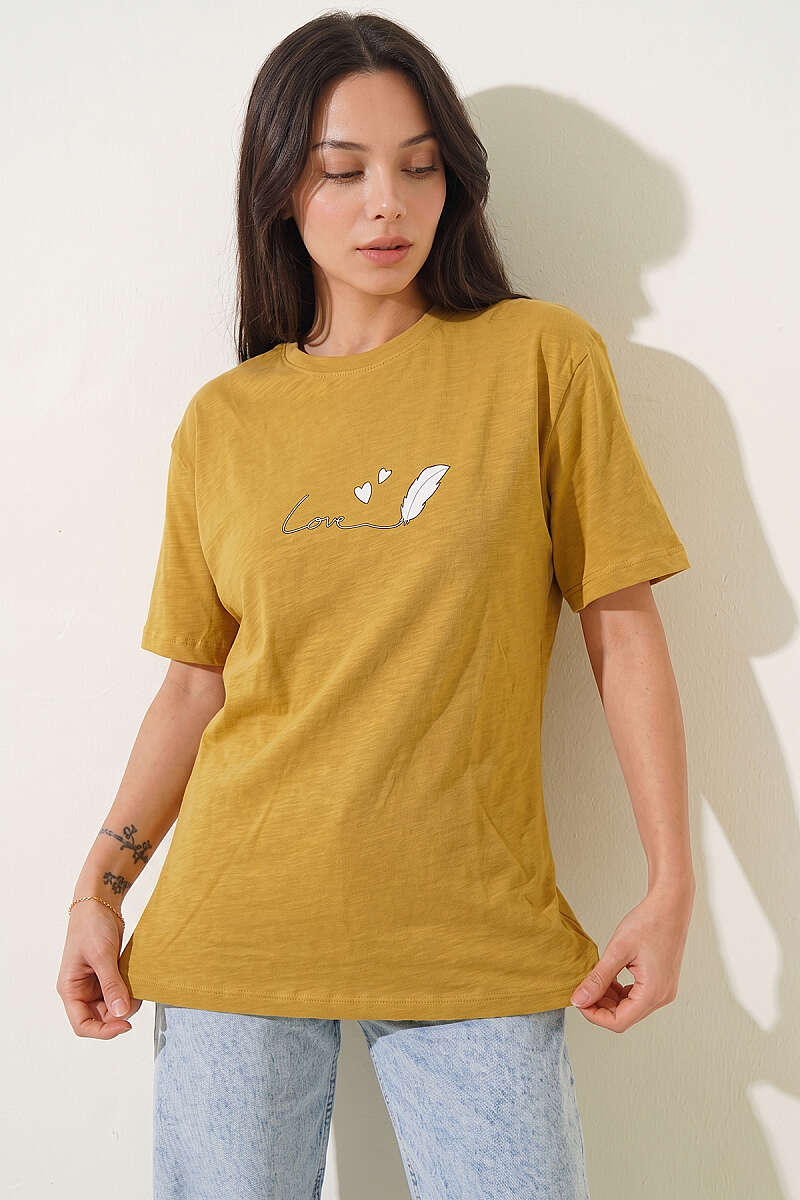 Love Print T-Shirt - Olive