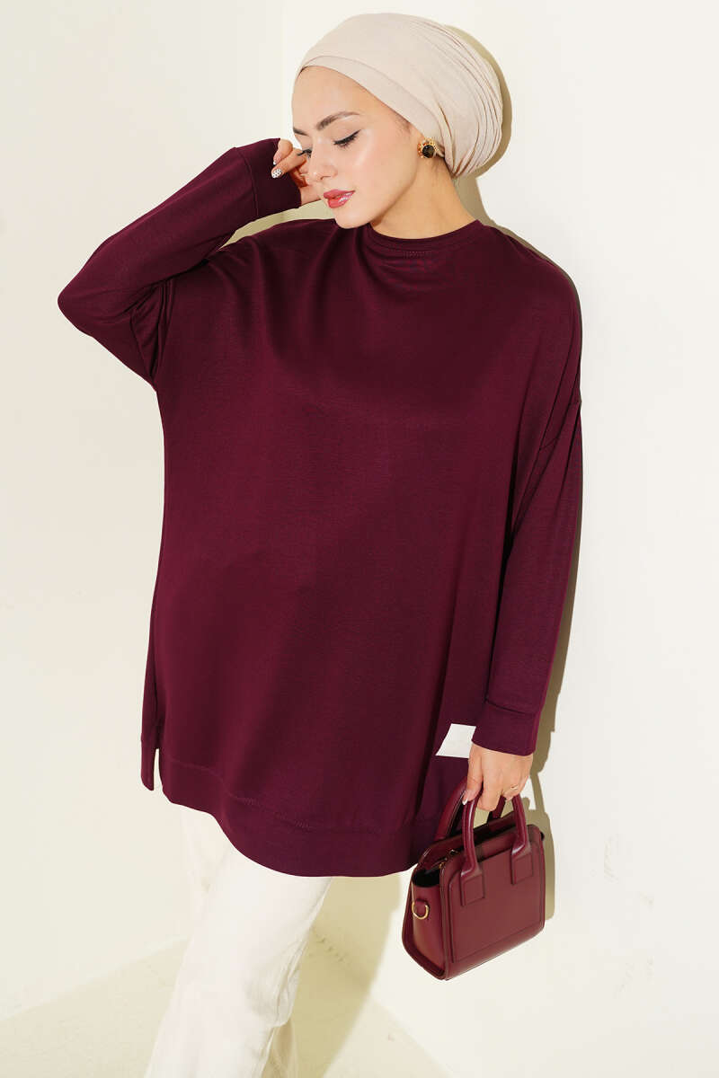 Basic Loycha Tunic with Badge - Plum