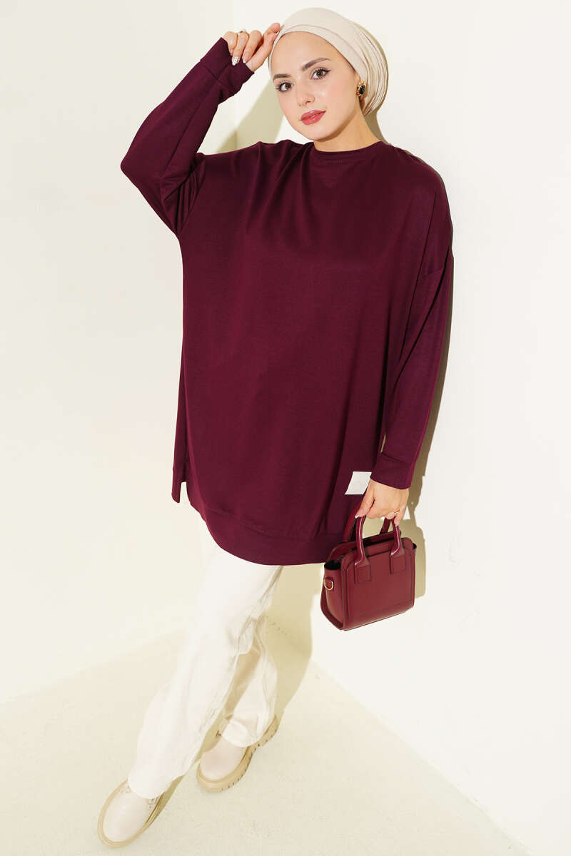 Basic Loycha Tunic with Badge - Plum