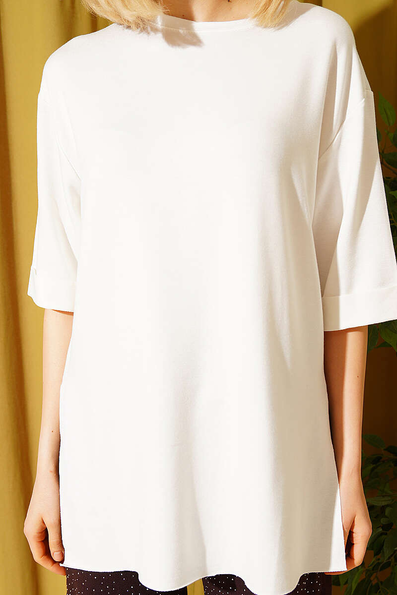 Loycha Double-Sleeve T-Shirt with Slits - Ecru