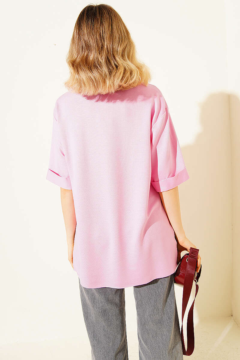 Loycha Double-Sleeve T-Shirt with Slits - Pink