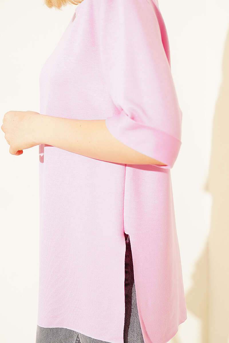 Loycha Double-Sleeve T-Shirt with Slits - Pink